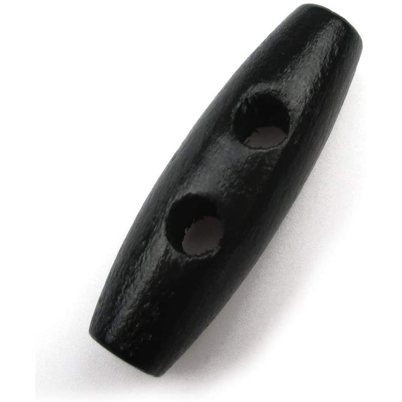 esowemsn 50pcs 2inch 2 Hole Black Wood Scrapbooking Sewing Toggle Buttons Toggle Buttons Clothing Jacket Sewing DIY Accessories - Image 2